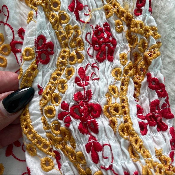 NWT Printed Embroidered Off-shoulder Mini Dress - Picture 8 of 11